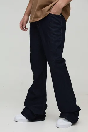 Boohoo Mens Relaxed Stacked Flared Rigid Raw Jeans