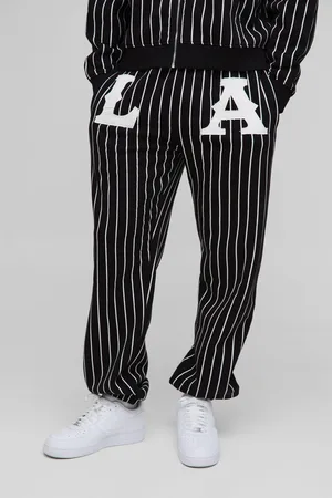 Boohoo Mens Relaxed LA Applique Pinstripe Joggers