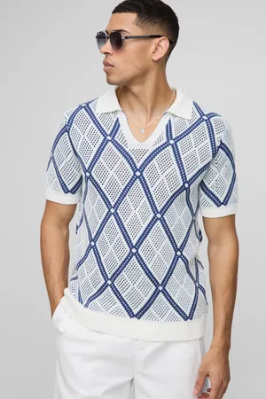 Boohoo Mens Regular Fit Crochet Knitted Polo
