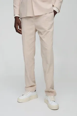 Boohoo Mens Straight Fit Linen Blend Trouser