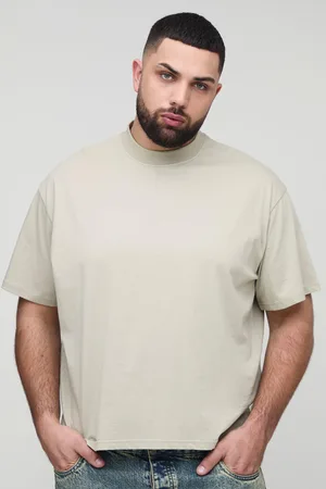 Boohoo Mens Plus Basic Boxy Oversized Fit Extended Neck T-Shirt