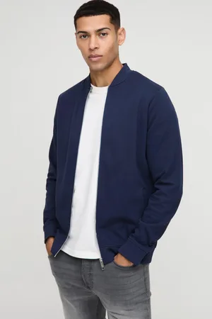 Boohoo Mens Regular Fit Interlock Bomber Jacket