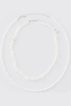 Boohoo Mens Double Layer Beaded Necklace In