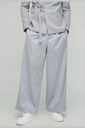 Boohoo Mens Wide Leg Pleat Front Tailored Trouser