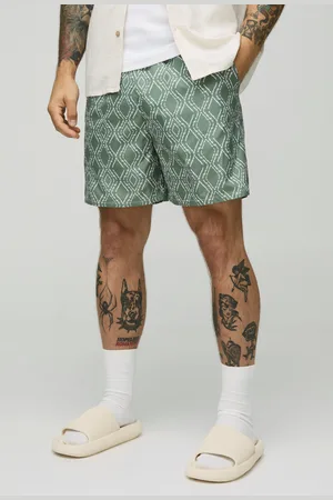 Boohoo Mens Abstract Pattern Mid Length Swim Short