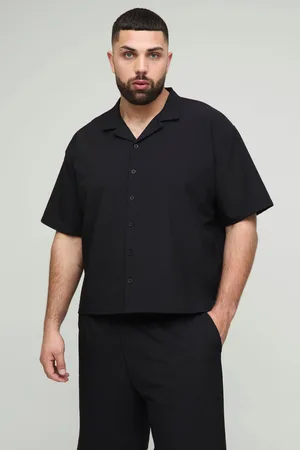 Boohoo Mens Plus Oversized Boxy Technical Stretch Revere Shirt & Comfort Short Set