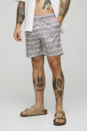 Boohoo Mens Pattern Printed Mid Length Swim Short