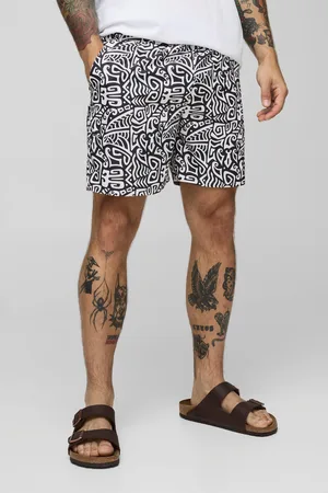 Boohoo Mens Mid Length Abstract Swims