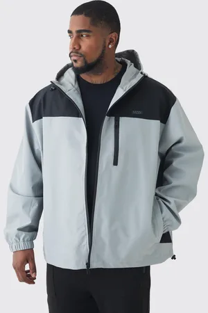Boohoo Mens Plus Oversized Colour Block Hooded Windbreaker In