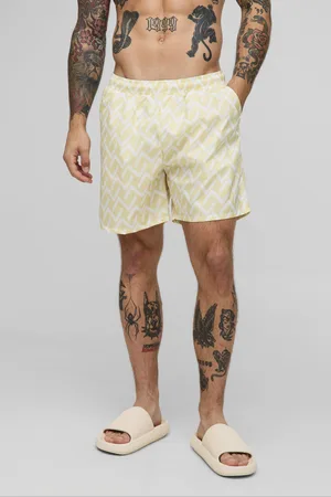 Boohoo Mens Abstract Pattern Printed Mid Length Swim Short