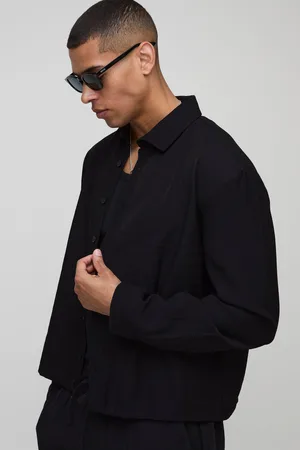 Boohoo Mens Crinkle Oversized Boxy Long Sleeve Shirt
