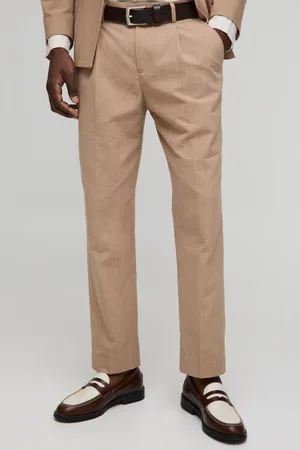 Boohoo Mens Tapered Fit Linen Blend Trouser