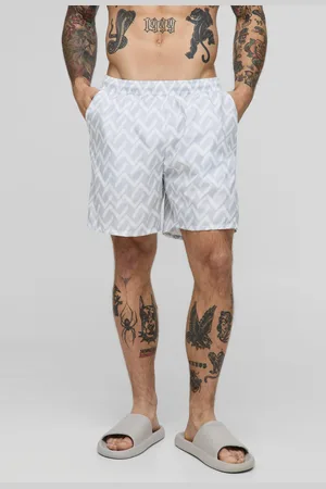 Boohoo Mens Abstract Pattern Printed Mid Length Swim Short
