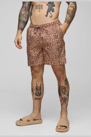 Boohoo Mens Mid Length Abstract Swims