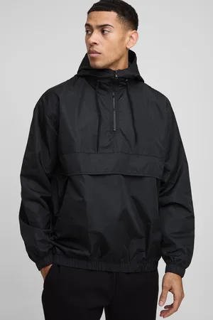 Boohoo Mens Oversized Hooded Half Zip Windbreaker