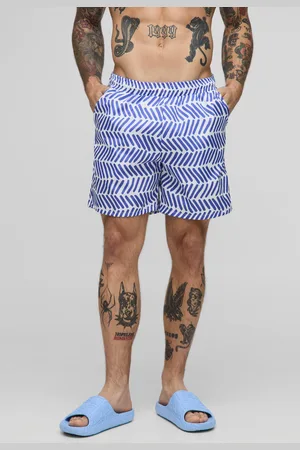 Boohoo Mens Pattern Printed Mid Length Swim Short