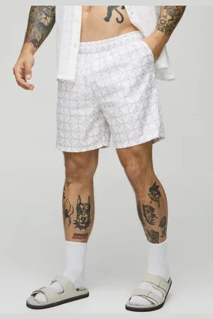 Boohoo Mens Abstract Pattern Mid Length Swim Short