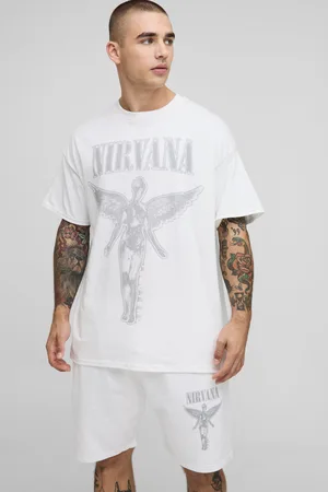Boohoo Mens Oversized Nirvana License T-Shirt & Short Set