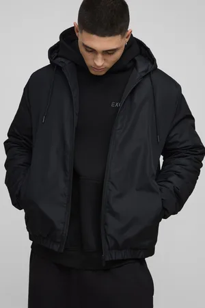 Boohoo Mens Regular Fit Hooded Lightweight Padded Bomber Jacket