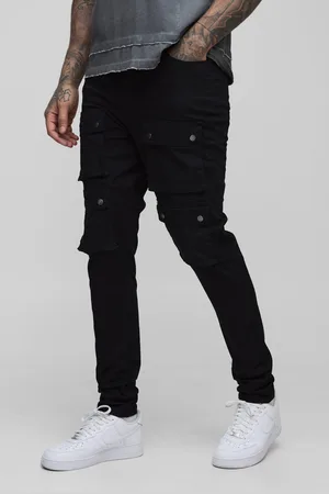 Boohoo Mens Tall Fixed Waist Multi Cargo Skinny Cargo Trousers