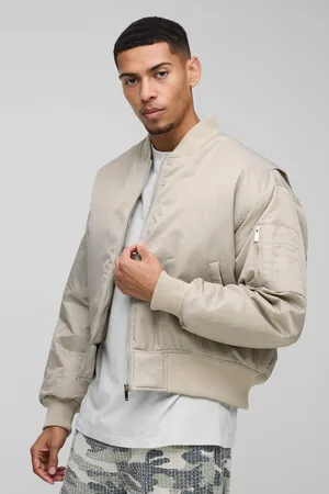 Boohoo Mens Oversized Boxy Curved Hem Nylon Bomber Jacket