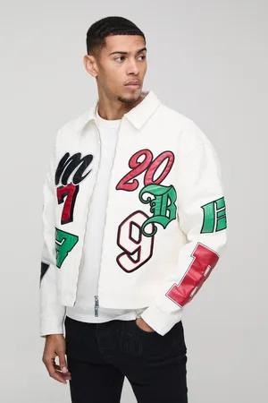 Boohoo Mens Oversized Boxy Lace All Over Applique Harrington Jacket