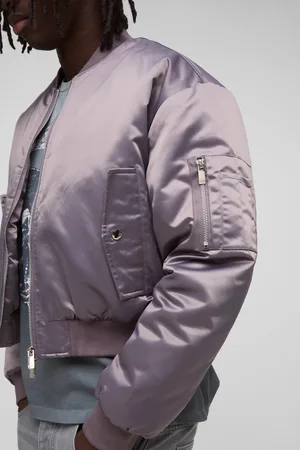 Boohoo Mens Boxy Fit Nylon Baby Bomber Jacket