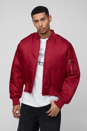 Boohoo Mens Oversized Boxy Curved Hem Nylon Bomber Jacket