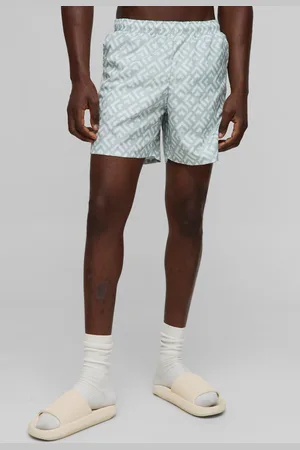 Boohoo Mens Geo Pattern Mid Length Swim Short