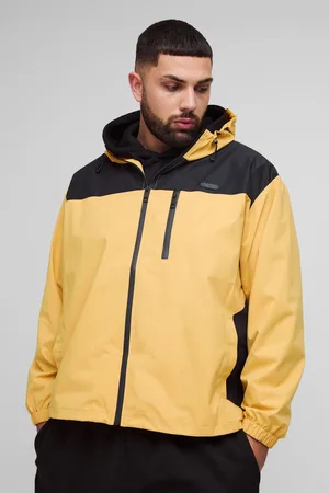 Boohoo Mens Plus Oversized Colour Block Hooded Windbreaker In