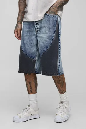 Boohoo Mens Tall Relaxed Fit Colour Block Panelled Jorts
