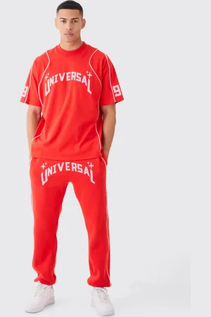 Boohoo Mens Oversized Extended Neck Universal Graphic T-shirt And Jogger