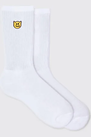 Boohoo Mens Devil Embroidered Sports Socks