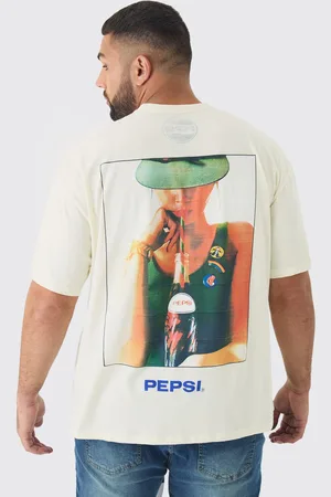 Boohoo Mens Plus Oversized Pepsi License Print T-Shirt