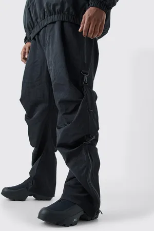 Boohoo Mens Plus Elasticated Waistband Relaxed Nylon Trouser