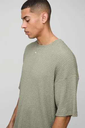 Boohoo Mens Oversized Jacquard Crinkle Textured T-Shirt