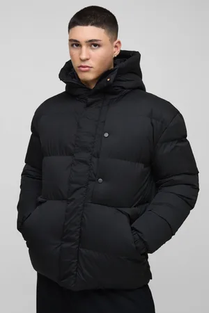 Boohoo Mens Official Embossed Hooded Puffer Coat In