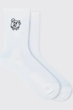 Boohoo Mens Teddy Logo Embroidered Socks