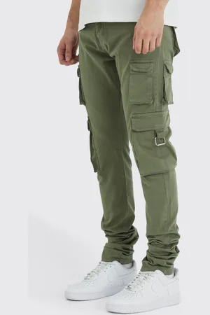 Boohoo Mens Tall Fixed Waist Skinny Stacked Multi Cargo Trouser