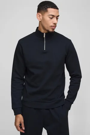 Boohoo Mens Regular Interlock 1/4 Zip Funnel Neck Top