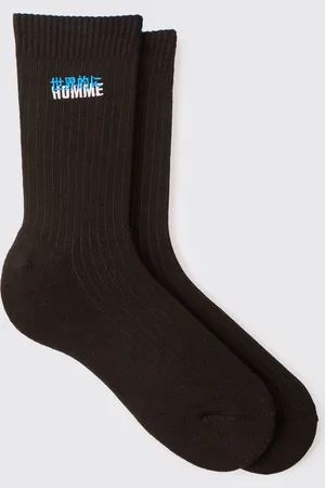 Boohoo Mens Homme Embroidered Sports Socks