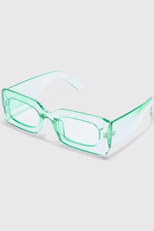Boohoo Mens Rectangular Clear Plastic Sunglasses In