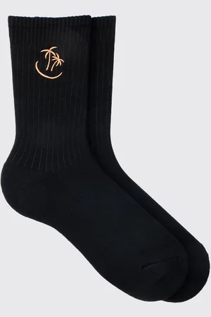 Boohoo Mens Palm Tree Embroidered Socks
