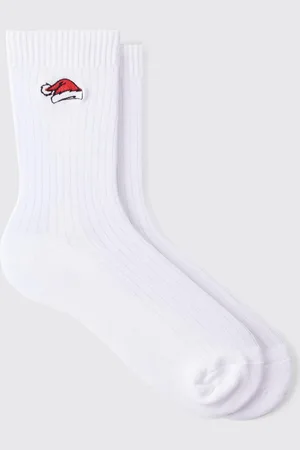 Boohoo Mens Santa Hat Embroidered Socks