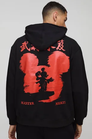 Boohoo Mens Oversized Disney Mickey Mouse Shadow Printed License Hoodie