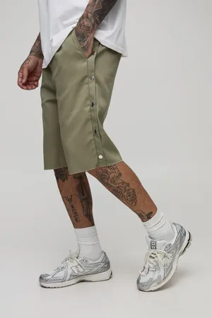 Boohoo Mens Tall Relaxed Fit Popper Side Drawcord Shorts