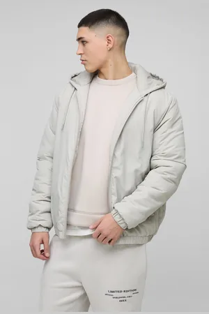 Boohoo Mens Regular Fit Hooded Lightweight Padded Bomber Jacket