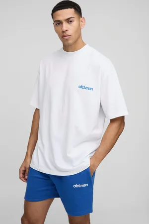 Boohoo Mens Oversized Extended Neck Ofcl Man T-Shirt and Short Set
