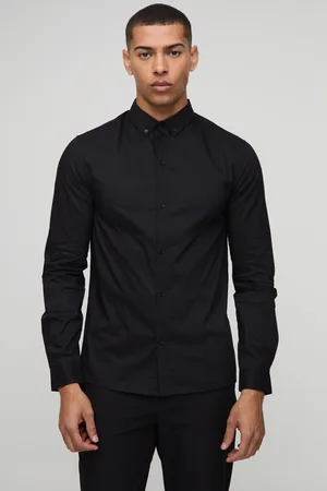 Boohoo Mens Slim Fit Basic Long Sleeve Collared Shirt