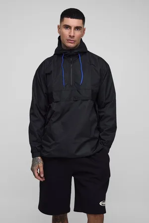 Boohoo Mens Tall Oversized Hooded Half Zip Windbreaker